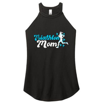 Triathlon Mom For Triathletes Mother Grunge Gift Women's Perfect Tri Rocker Tank