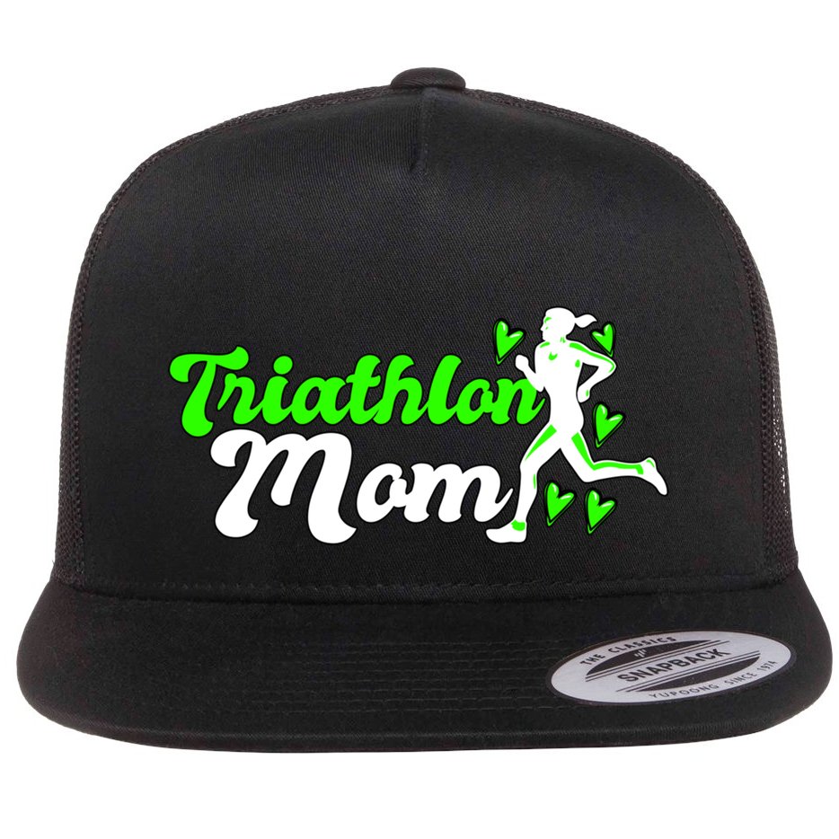 Triathlon Mom For Triathletes Mother Cute Gift Flat Bill Trucker Hat