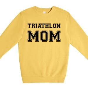 Triathlon Mom Funny Triathlete Gift Swimming Cycling Running Cool Gift Premium Crewneck Sweatshirt