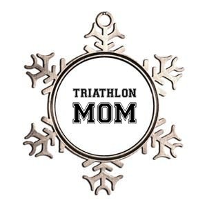 Triathlon Mom Funny Triathlete Gift Swimming Cycling Running Cool Gift Metallic Star Ornament