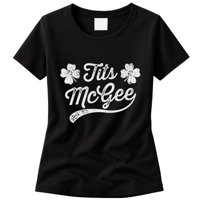 Tits Mcgee Funny St. PatrickS Day Shamrocks Womens T-Shirt