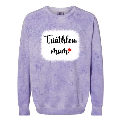 Triathlon Mom Funny Triathlete Mom Swimming Cycling Running Gift Colorblast Crewneck Sweatshirt