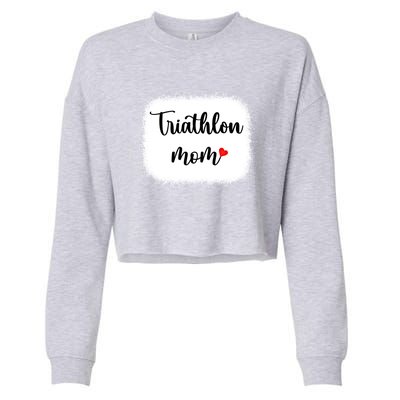 Triathlon Mom Funny Triathlete Mom Swimming Cycling Running Gift Cropped Pullover Crew