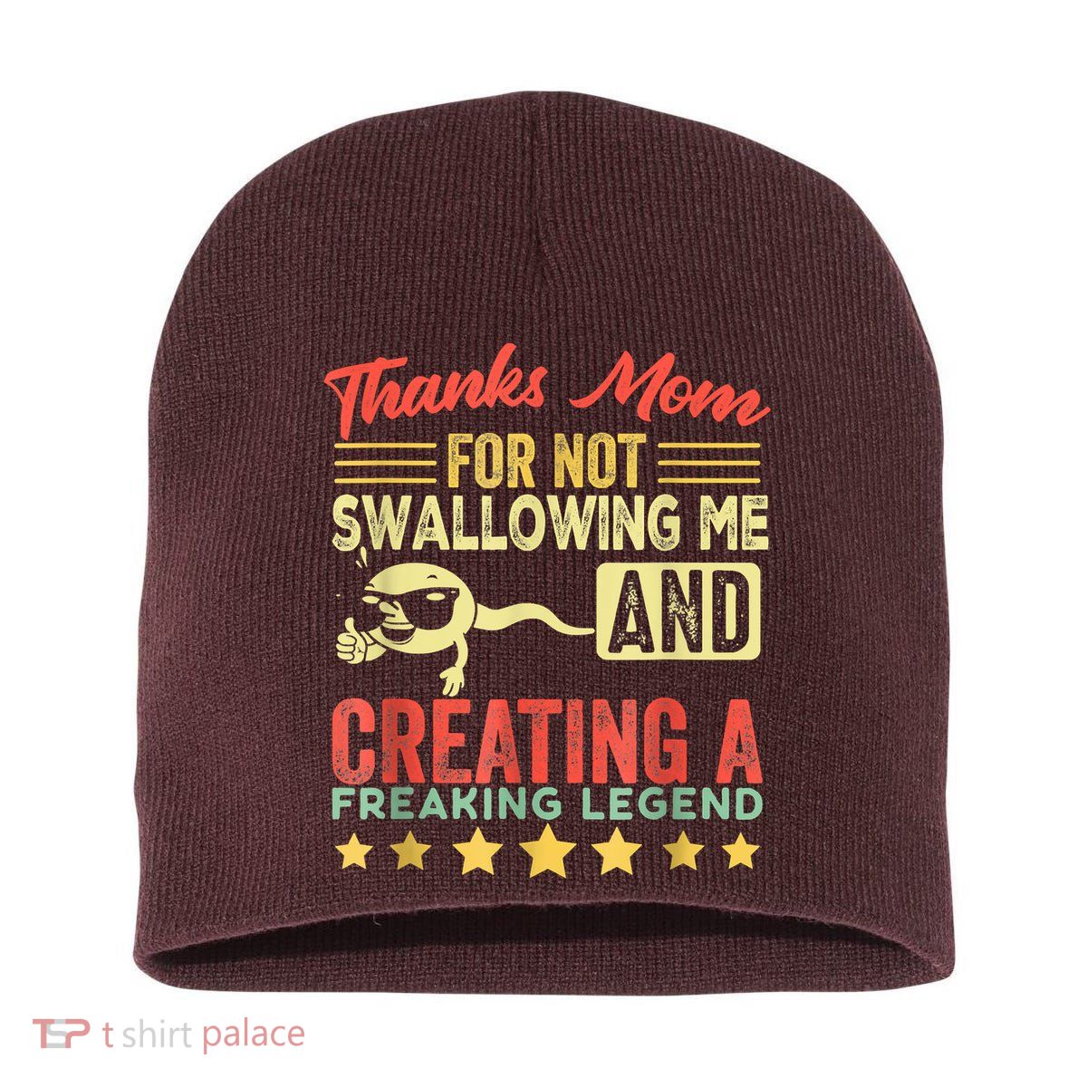 Thanks Mom For Not Swallowing Me Funny Family Joke Matching Short Acrylic Beanie
