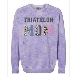 Triathlon Mom Funny Triathlete Swimming Cycling Running Meaningful Gift Colorblast Crewneck Sweatshirt