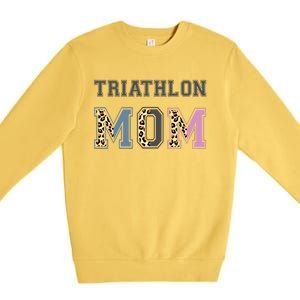 Triathlon Mom Funny Triathlete Swimming Cycling Running Meaningful Gift Premium Crewneck Sweatshirt