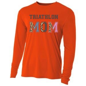 Triathlon Mom Funny Triathlete Swimming Cycling Running Meaningful Gift Cooling Performance Long Sleeve Crew