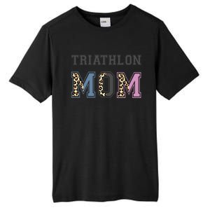 Triathlon Mom Funny Triathlete Swimming Cycling Running Meaningful Gift Tall Fusion ChromaSoft Performance T-Shirt