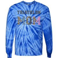 Triathlon Mom Funny Triathlete Swimming Cycling Running Meaningful Gift Tie-Dye Long Sleeve Shirt