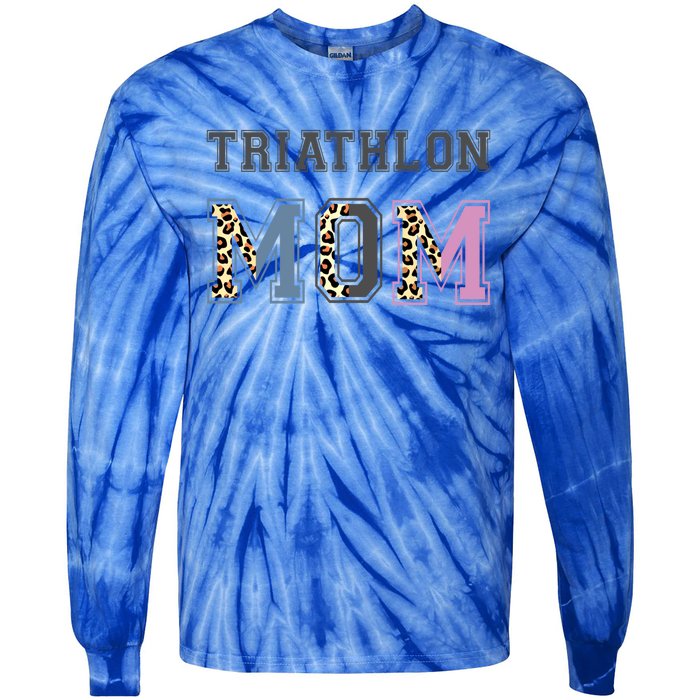 Triathlon Mom Funny Triathlete Swimming Cycling Running Meaningful Gift Tie-Dye Long Sleeve Shirt