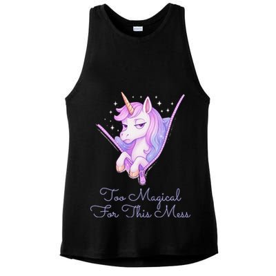 Too Magical For This Mess Funny Anti Social Unicorn Ladies PosiCharge Tri-Blend Wicking Tank
