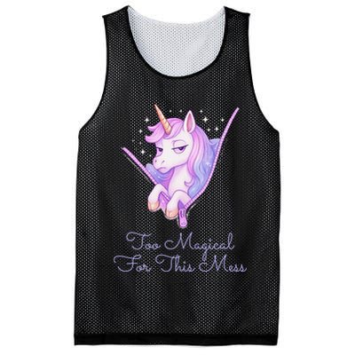 Too Magical For This Mess Funny Anti Social Unicorn Mesh Reversible Basketball Jersey Tank