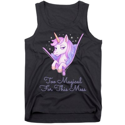 Too Magical For This Mess Funny Anti Social Unicorn Tank Top