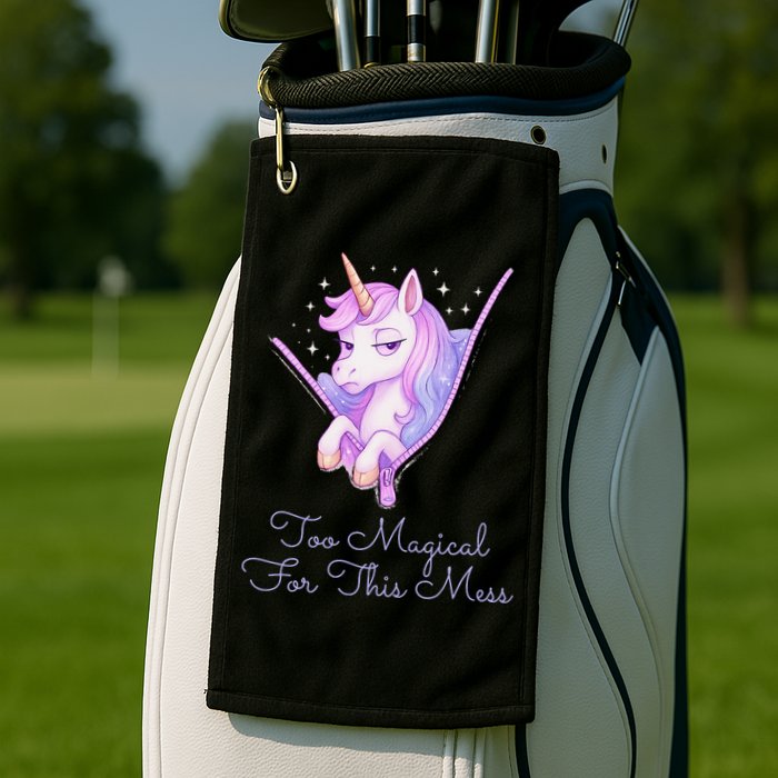 Too Magical For This Mess Funny Anti Social Unicorn Golf Towel