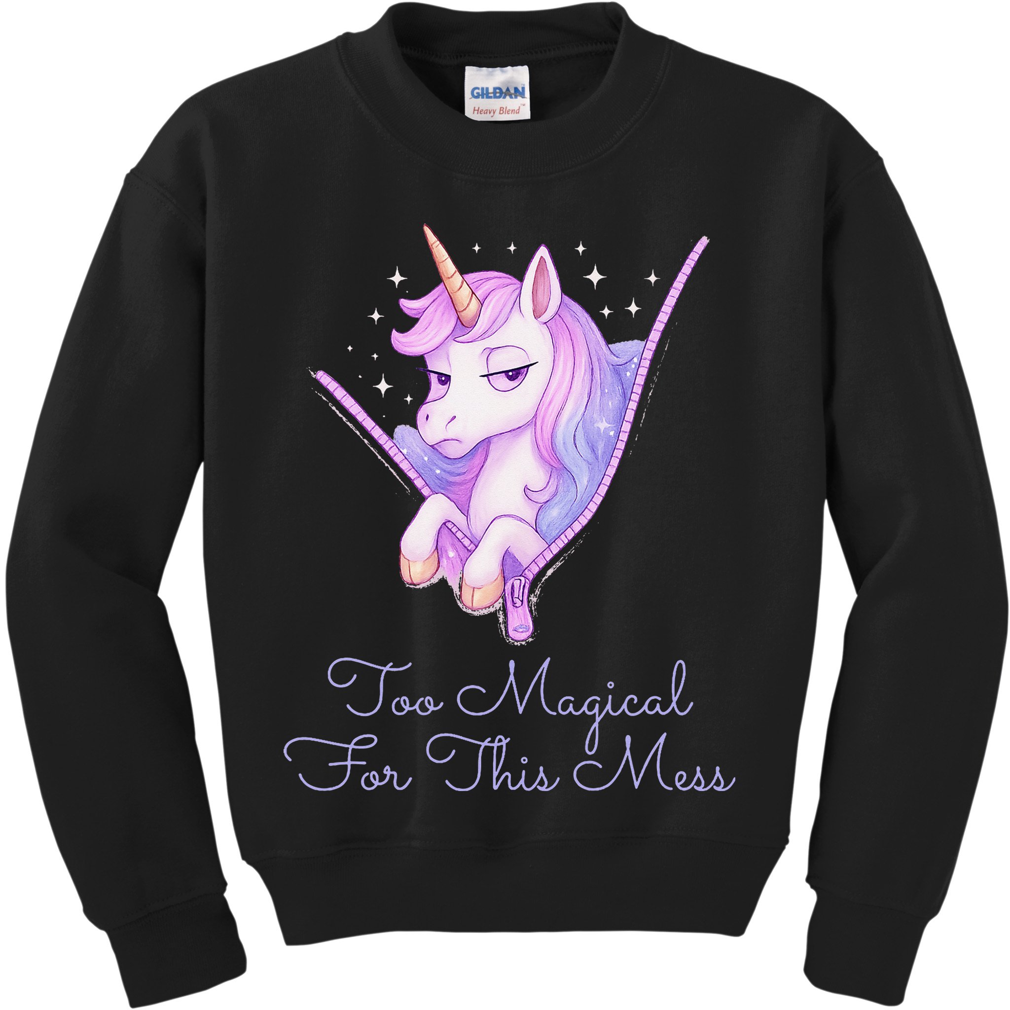 Too Magical For This Mess Funny Anti Social Unicorn Kids Sweatshirt