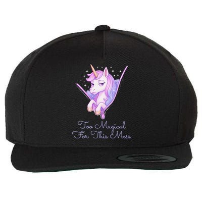 Too Magical For This Mess Funny Anti Social Unicorn Wool Snapback Cap