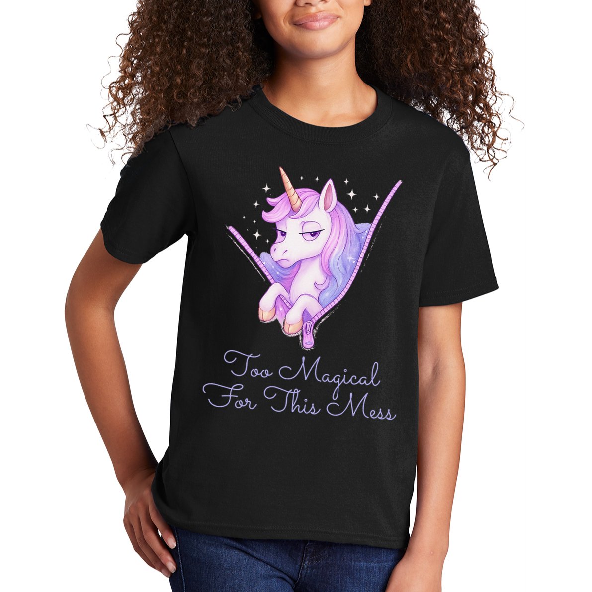 Too Magical For This Mess Funny Anti Social Unicorn Kids T-Shirt