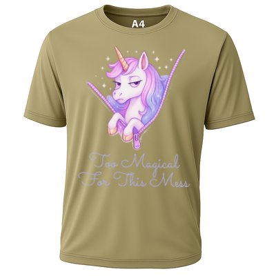 Too Magical For This Mess Funny Anti Social Unicorn Cooling Performance Crew T-Shirt