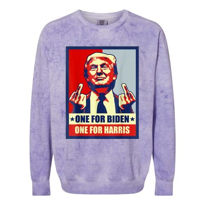 Trump Middle Finger Biden Harris Republican American Flag Colorblast Crewneck Sweatshirt