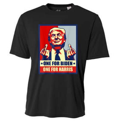 Trump Middle Finger Biden Harris Republican American Flag Cooling Performance Crew T-Shirt