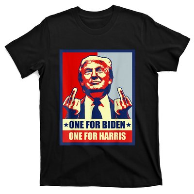 Trump Middle Finger Biden Harris Republican American Flag T-Shirt