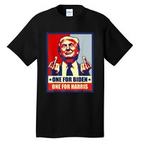 Trump Middle Finger Biden Harris Republican American Flag Tall T-Shirt