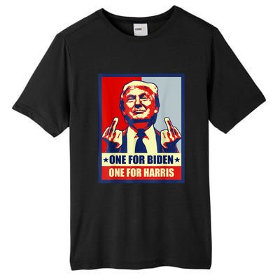 Trump Middle Finger Biden Harris Republican American Flag Tall Fusion ChromaSoft Performance T-Shirt