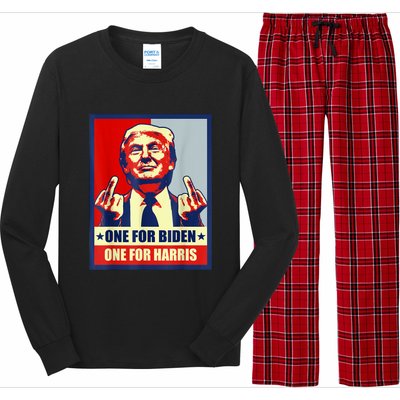 Trump Middle Finger Biden Harris Republican American Flag Long Sleeve Pajama Set