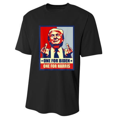 Trump Middle Finger Biden Harris Republican American Flag Performance Sprint T-Shirt