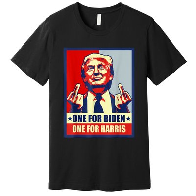 Trump Middle Finger Biden Harris Republican American Flag Premium T-Shirt