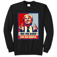 Trump Middle Finger Biden Harris Republican American Flag Tall Sweatshirt