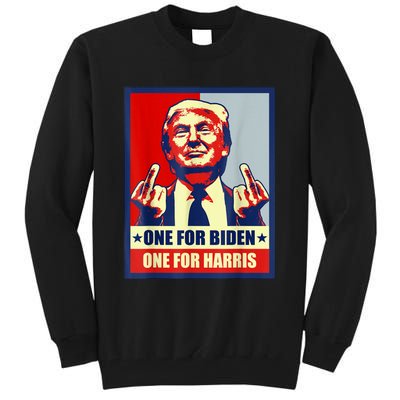 Trump Middle Finger Biden Harris Republican American Flag Tall Sweatshirt