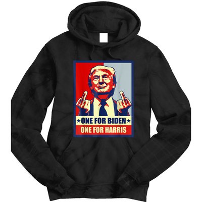 Trump Middle Finger Biden Harris Republican American Flag Tie Dye Hoodie