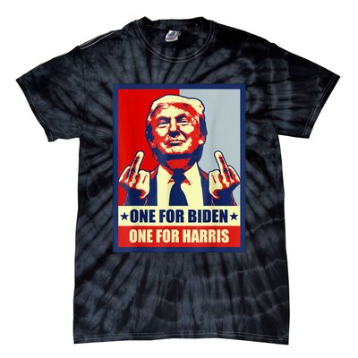 Trump Middle Finger Biden Harris Republican American Flag Tie-Dye T-Shirt