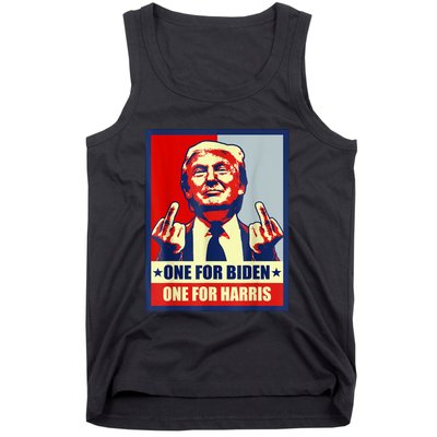 Trump Middle Finger Biden Harris Republican American Flag Tank Top