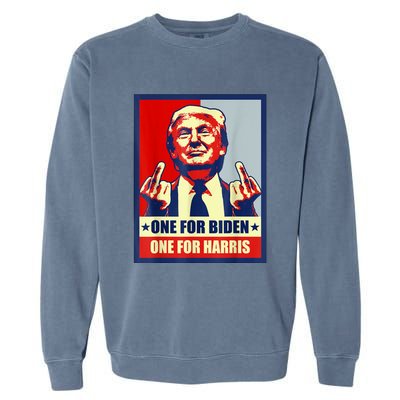 Trump Middle Finger Biden Harris Republican American Flag Garment-Dyed Sweatshirt