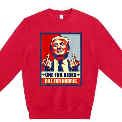 Trump Middle Finger Biden Harris Republican American Flag Premium Crewneck Sweatshirt