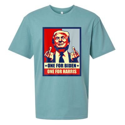 Trump Middle Finger Biden Harris Republican American Flag Sueded Cloud Jersey T-Shirt