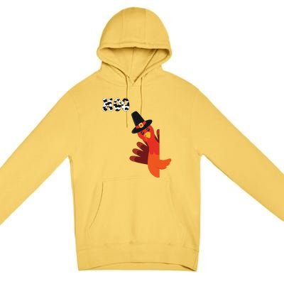 Turkey Moo Funny Thanksgiving Premium Pullover Hoodie