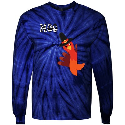 Turkey Moo Funny Thanksgiving Tie-Dye Long Sleeve Shirt