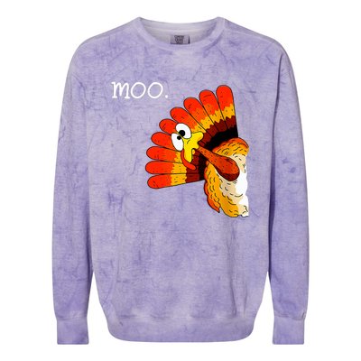 Turkey Moo Funny Thanksgiving Colorblast Crewneck Sweatshirt