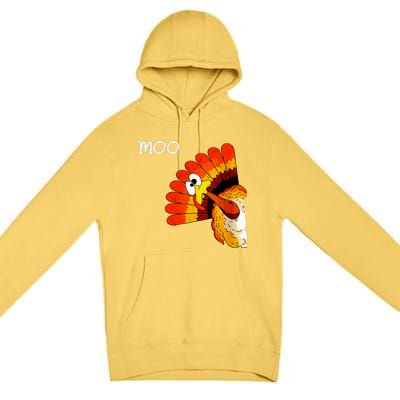 Turkey Moo Funny Thanksgiving Premium Pullover Hoodie