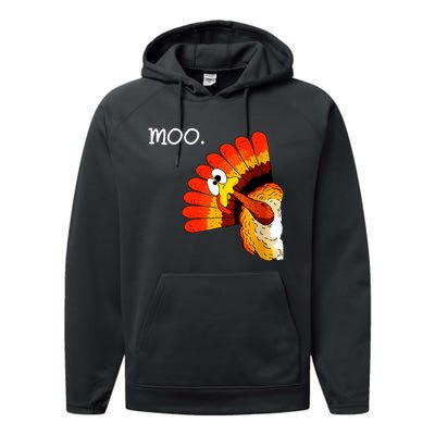 Turkey Moo Funny Thanksgiving Performance Fleece Hoodie