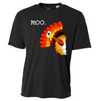 Turkey Moo Funny Thanksgiving Cooling Performance Crew T-Shirt