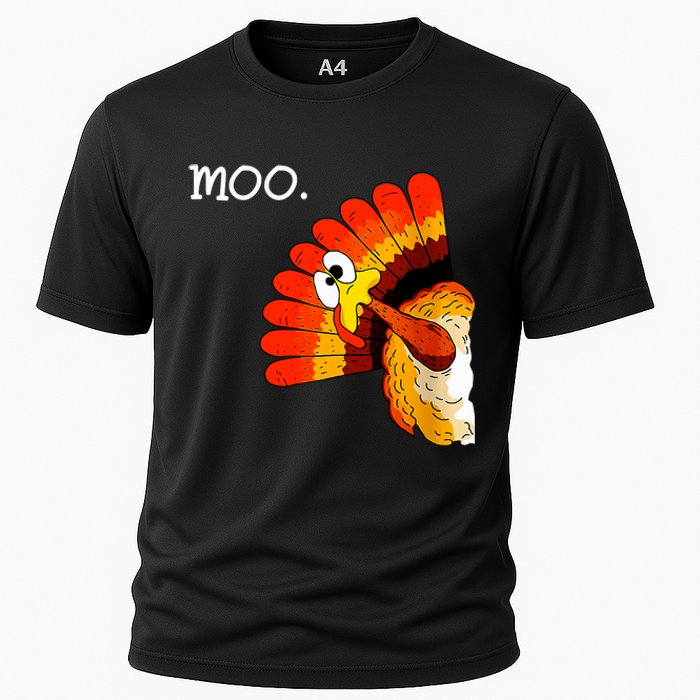 Turkey Moo Funny Thanksgiving Cooling Performance Crew T-Shirt