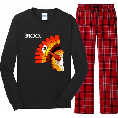 Turkey Moo Funny Thanksgiving Long Sleeve Pajama Set