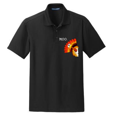 Turkey Moo Funny Thanksgiving Dry Zone Grid Polo