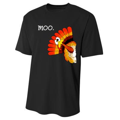 Turkey Moo Funny Thanksgiving Performance Sprint T-Shirt