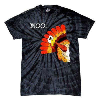 Turkey Moo Funny Thanksgiving Tie-Dye T-Shirt