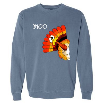 Turkey Moo Funny Thanksgiving Garment-Dyed Sweatshirt